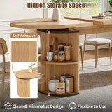 Extendable Dining Table with Hidden Storage - Space Saving Kitchen & Living Room Table, Natural Wood