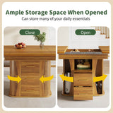 Extendable Round Dining Table 118–158cm - Kitchen Table Converts to Oval, Seats 6, 3-Tier Storage, Walnut