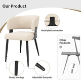 Set of 2 Upholstered Dining Chairs – Curved Backrest, Soft Padded Seat and Metal Legs