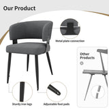 Set of 2 Modern Dining Chairs – Upholstered Fabric Dining Room Chairs with Curved Backrest, Padded Seat and Metal Legs