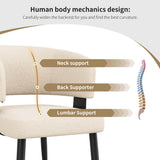 Set of 2 Upholstered Dining Chairs – Curved Backrest, Soft Padded Seat and Metal Legs