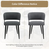 Set of 2 Modern Dining Chairs – Upholstered Fabric Dining Room Chairs with Curved Backrest, Padded Seat and Metal Legs