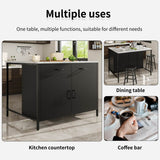Standing Desk Bar Table - Modern Marble Effect Counter Height Table for Kitchen & Dining Room, Black
