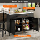 Standing Desk Bar Table - Modern Marble Effect Counter Height Table for Kitchen & Dining Room, Black