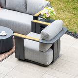 VAREL 4-Piece Sofa Set with LYRIN Fire Pit Table (2 Armchairs + 3-Seater)