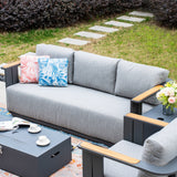 VAREL 4-Piece Sofa Set with ZENITH Fire Pit Table (2 Armchairs + 3-Seater)