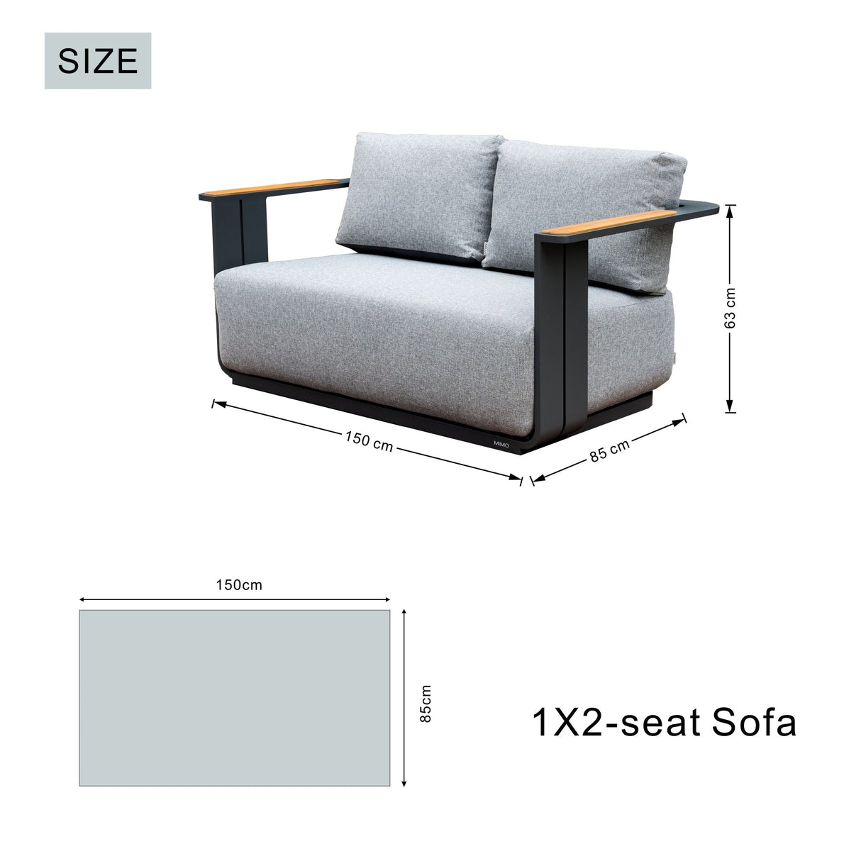 VAREL Aluminium Outdoor 2-Seater Sofa