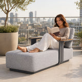 VAREL Outdoor Chaise Lounge – Aluminium Sun Lounger with Fire-Resistant Fabric