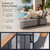 VAREL Outdoor Chaise Lounge – Aluminium Sun Lounger with Fire-Resistant Fabric