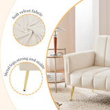 Modern Velvet Sofa Bed - Adjustable Backrest & Armrests, Convertible Sleeper with Metal Legs for Living Room, Bedroom & Guest Room, Beige