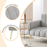 Modern Velvet Sofa Bed - Adjustable Backrest & Armrests, Convertible Sleeper with Metal Legs for Living Room, Bedroom & Guest Room, Grey