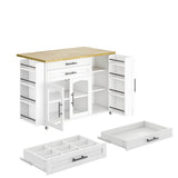 Kitchen Island Trolley - Foldable Worktop, Storage Shelves, Drawer, Wheels