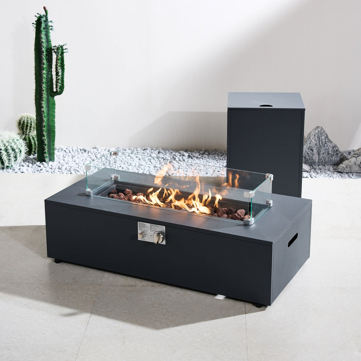 ZENITH Modular Steel Gas Fire Pit Table Set