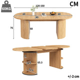 Extendable Dining Table with Hidden Storage - Space Saving Kitchen & Living Room Table, Natural Wood