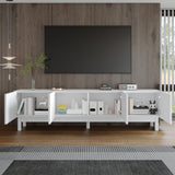 TV Cabinet with Curved Wave-Shaped Doors, Shelves, and Stabilizing Legs