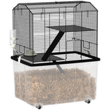 Three-Tier Gerbil Cage, Hamster Cage with Wheels, Deep Bottom, Food Dish, Water Bottle