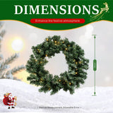 Pre-Lit Artificial Christmas Wreath - Realistic PVC Foliage Wreath with Warm White LED Lights for Door & Home Decoration