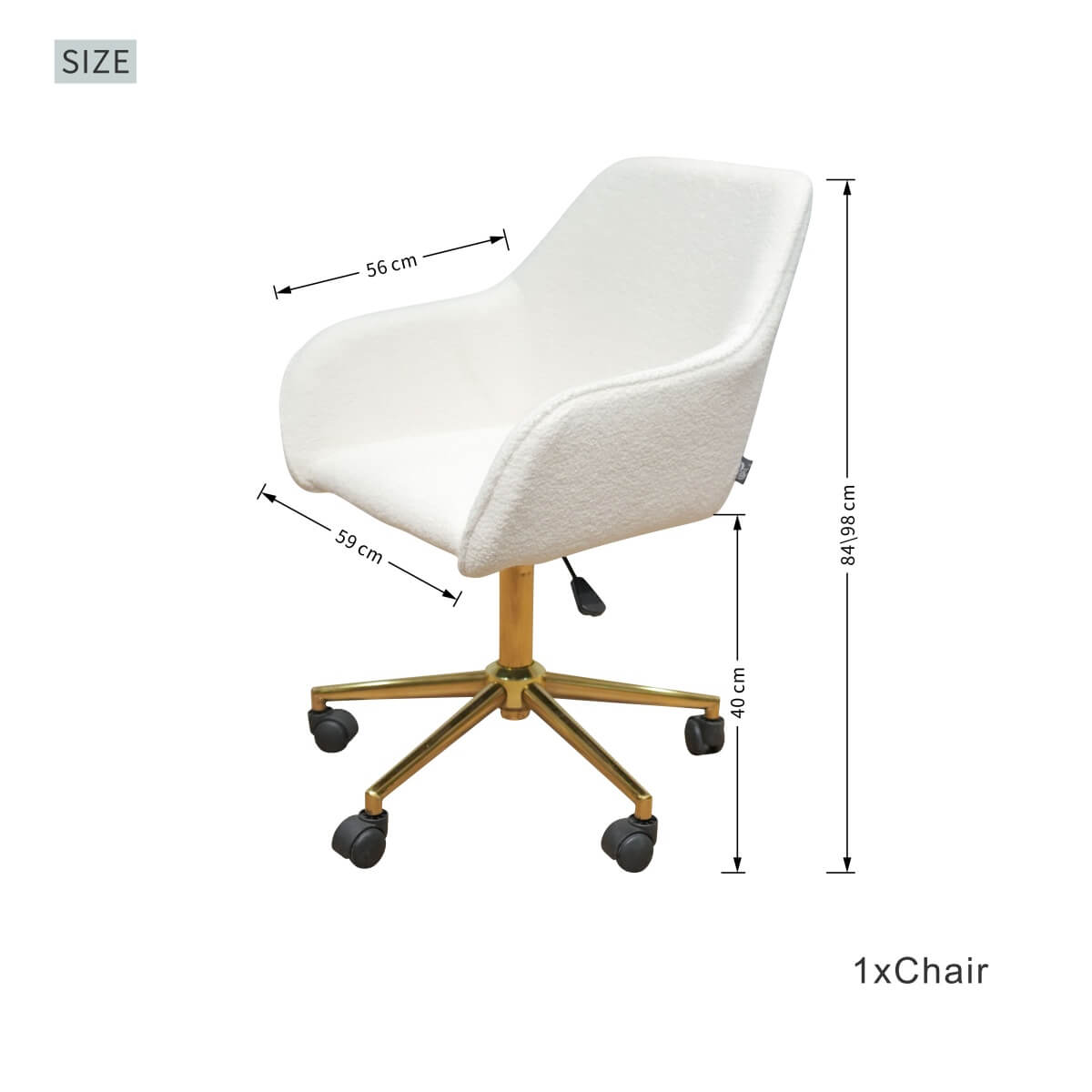 White Swivel Office Chair - Adjustable Height Desk Chair