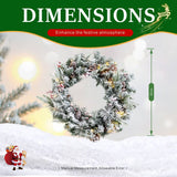 Snow-Flocked Christmas Wreath with Pine Cones & Red Berries - PVC Wreath with Pre-Lit LED Lights