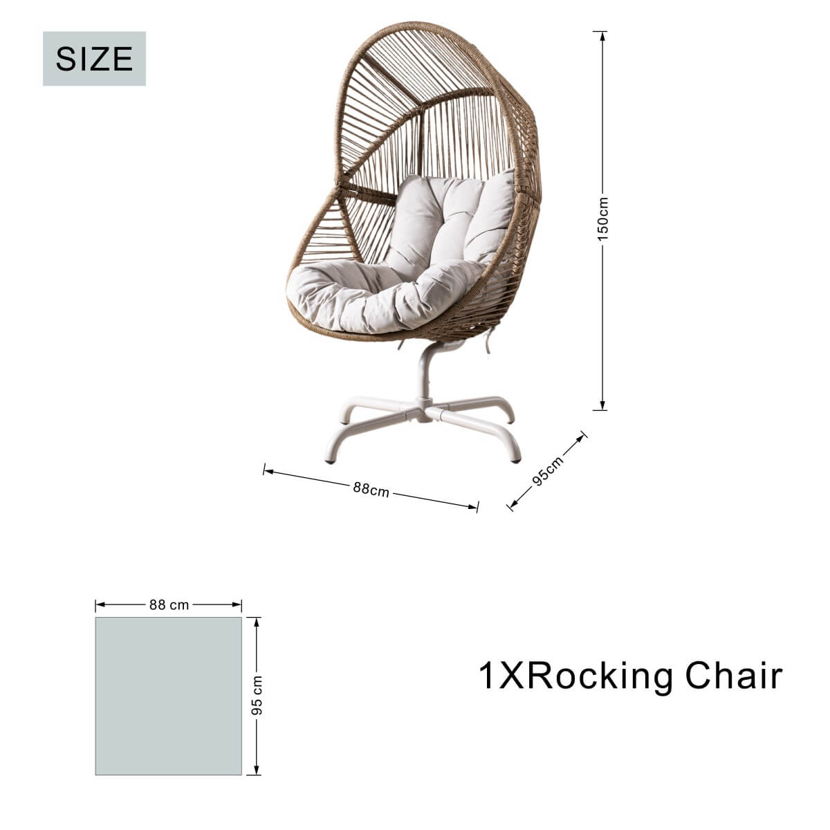 Metal Hanging Egg Chair - Outdoor Garden Swing Chair, Beach Yellow