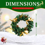 Christmas Wreath with Gold Flowers & Red Berries - PVC Wreath with Pre-Lit LED Lights & Gold Branches
