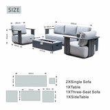 VAREL 4-Piece Sofa Set with ZENITH Fire Pit Table (2 Armchairs + 3-Seater)