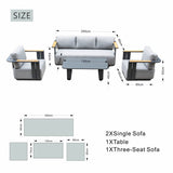 VAREL 4-Piece Sofa Set with TALARA Coffee Table (2 Armchairs + 3-Seater)