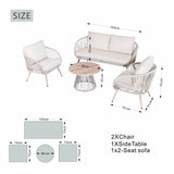 4-Seater Outdoor Sofa Set with Round Coffee Table - Metal Garden Patio Furniture Set