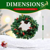 PVC & PE Evergreen Christmas Wreath with Red Berry Clusters & Pine Cones