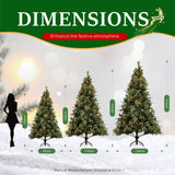Realistic Full Green Artificial Christmas Tree with Pine Cones & Red Berries - Pre-Lit Warm White LED Lights, PVC Xmas Tree, 6.5ft/7.5ft/8.5ft