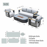 VAREL 4-Piece Sofa Set with LYRIN Fire Pit Table (2 Armchairs + 3-Seater)