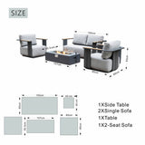 VAREL 4-Piece Sofa Set with ZENITH Fire Pit Table (2 Armchairs + 2-Seater)