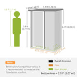 Metal Garden Storage Shed, 5ft x 3ft Sloped Roof Lockable Door, Brown