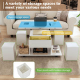 White Lift Top Coffee Table with Storage - Modern Living Room Coffee Table with Hidden Storage Compartment