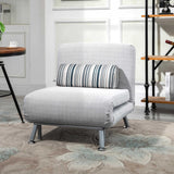Single Sofa Bed, Foldable 1 Person Sleeper Lounge with Pillow, Grey