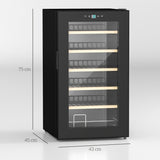 24 Bottle Wine Fridge with Glass Door, LED Light, Digital Touch Screen, Black