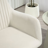 Modern Arm Chair Upholstered Accent Chair with Metal Base, Cream White