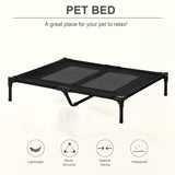 Raised Dog Bed, Elevated Cooling Portable Camping Pet Cot, Black Metal Frame