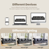 4-Seater Modern Sofa - Grey Linen, Storage Console, Cup Holders & USB/Type-C Charging