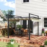 Aluminium Pergola, 3 x 3m with Retractable Roof - Grey/Khaki