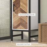 Tall Bathroom Cabinet, 3-Shelf Slim Storage Adjustable, White/Walnut