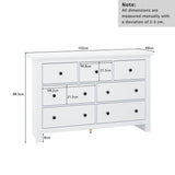 White Sideboard with 7 Drawers - Storage Cabinet for Living Room & Kitchen