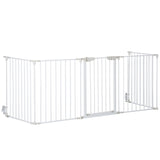 Pet Playpen Metal Fence with Walk Through Door - White