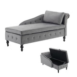 Velvet Chaise Lounge Sofa with Storage, Right Armrest