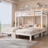 3ft Triple Sleeper Bunk Bed with Side Ladder ¨C White Wooden Bed for Kids & Teens