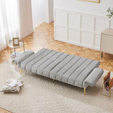 Modern Adjustable Velvet Sofa Bed with MultiPosition Backrest & Armrests, Metal Legs, Convertible Sleeper Function, Ideal for Living Room, Bedroom, Home Theater & Guest Room, Grey, Video Included
