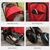 Pet Stroller, Foldable Jogger, Reversible Handle, Red