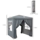 Pop Up Gazebo with Sides, Metal Frame Waterproof Party Tent, Grey