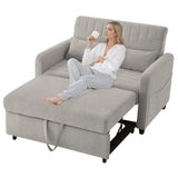 [Sofa Bed with Sleeping Function] Two-Seater Fold-Out Sofa, Pull-Out Design, Simple and Modern, Contemporary Style, Three-Level Adjustable Backrest, Breathable Cotton-Linen Fabric