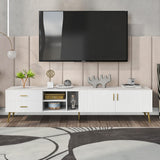 Modern White TV Stand for 75 Inch TV - TV Cabinet, Lowboard Media Console & Entertainment Center